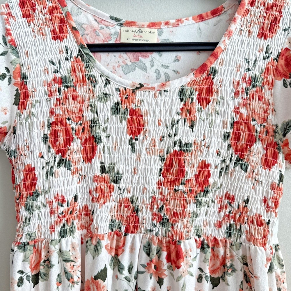 Bobbie Brooks Floral Smocked Babydoll Top S Fairy Feminine Boho Cottagecore - Picture 2 of 10